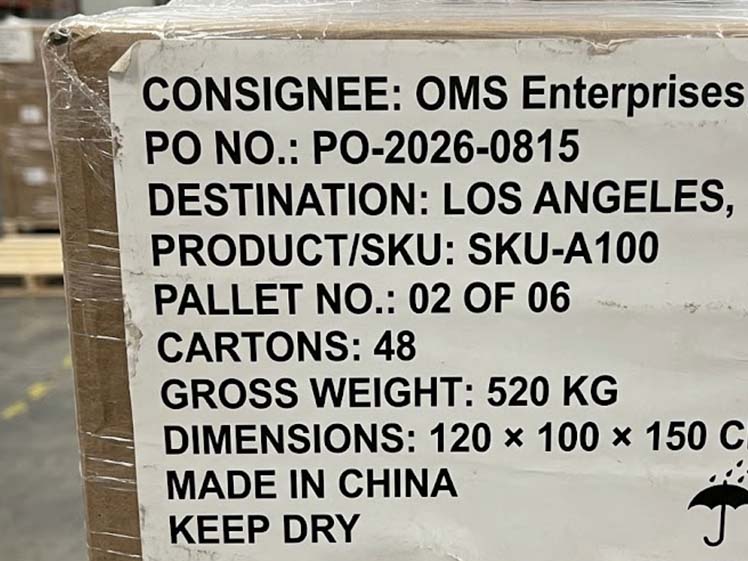 Standard shipping mark pallet template ensures consistency